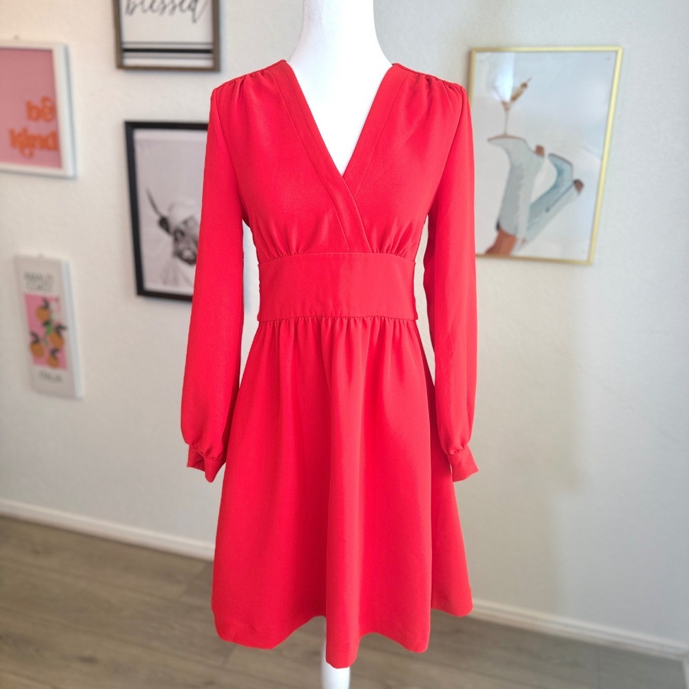 Kate Spade Fit and Flare Tie Waist Mini Red Dress Size 2 - Picture 5 of 16